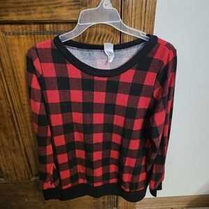 Sew In Love Red and Black Plaid Women's Sweater